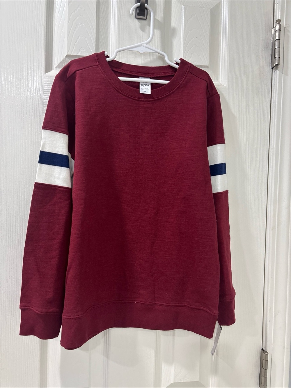 Carter's boys Shirt Casual Sz 10A Burgundy red blue white stripes long sleeve.